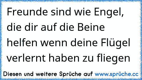 Freunde sind wie Engel, die dir auf die Beine helfen wenn deine Flügel verlernt haben zu fliegen ♥