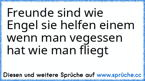 Freunde sind wie Engel sie helfen einem wenn man vegessen hat wie man fliegt