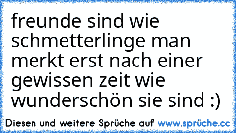 freunde sind wie schmetterlinge man merkt erst nach einer gewissen zeit wie wunderschön sie sind :)♥