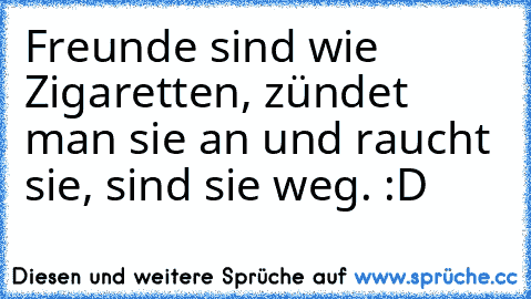 Freunde sind wie Zigaretten, zündet man sie an und raucht sie, sind sie weg. :D