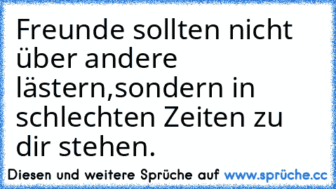 Freunde sollten nicht über andere lästern,sondern in schlechten Zeiten zu dir stehen.