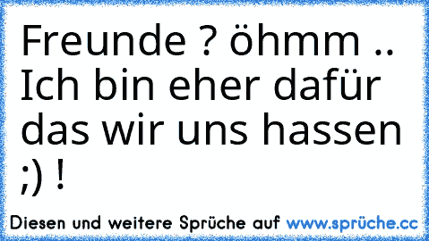 Freunde ? öhmm .. Ich bin eher dafür das wir uns hassen ;) !