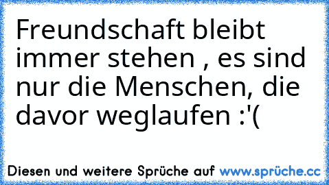 Freundschaft bleibt immer stehen , es sind nur die Menschen, die davor weglaufen :'( ♥