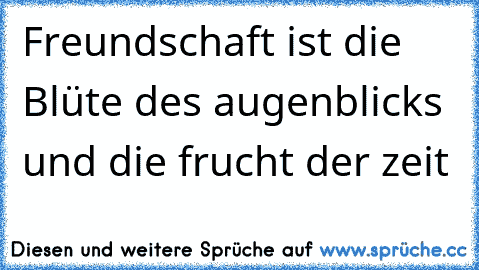 Freundschaft ist die Blüte des augenblicks und die frucht der zeit