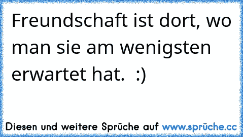 Freundschaft ist dort, wo man sie am wenigsten erwartet hat.  :) ♥