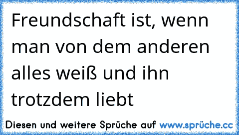 Freundschaft ist, wenn man von dem anderen alles weiß und ihn trotzdem liebt