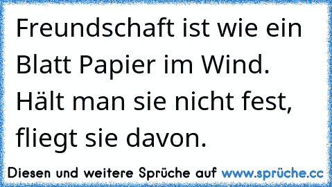 Freundschaft ist wie ein Blatt Papier im Wind. Hält man sie nicht fest, fliegt sie davon.