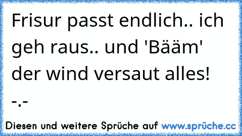 Frisur passt endlich.. ich geh raus.. und 'Bääm' der wind versaut alles! -.-