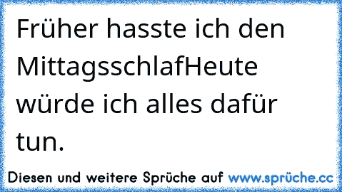 Früher hasste ich den Mittagsschlaf
Heute würde ich alles dafür tun.