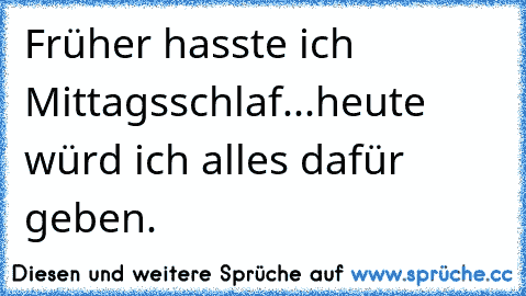 Früher hasste ich Mittagsschlaf...heute würd ich alles dafür geben.