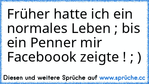 Früher hatte ich ein normales Leben ; bis ein Penner mir Faceboook zeigte ! ; )