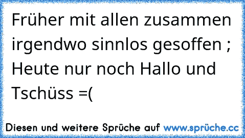 Früher mit allen zusammen irgendwo sinnlos gesoffen ; Heute nur noch Hallo und Tschüss =(