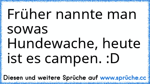 Früher nannte man sowas Hundewache, heute ist es campen. :D