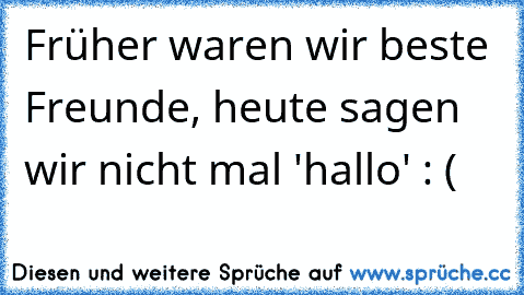 Früher waren wir beste Freunde, heute sagen wir nicht mal 'hallo' : (