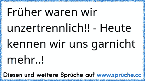 Früher waren wir unzertrennlich!! - Heute kennen wir uns garnicht mehr..!