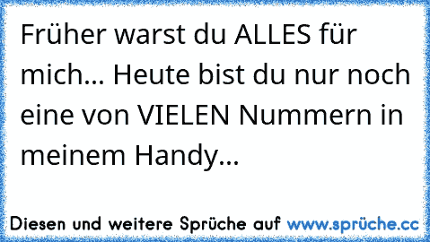 Früher warst du ALLES für mich... Heute bist du nur noch eine von VIELEN Nummern in meinem Handy...