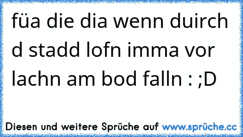 füa die dia wenn duirch d stadd lofn imma vor lachn am bod falln : ;D