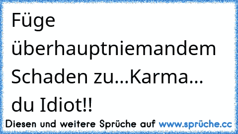 Füge überhauptniemandem Schaden zu...Karma... du Idiot!!