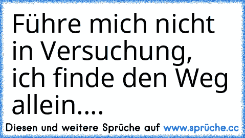 Führe mich nicht in Versuchung, ich finde den Weg allein....