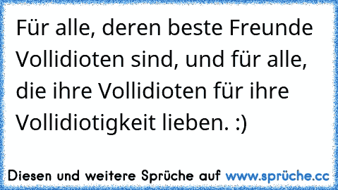 Für alle, deren beste Freunde Vollidioten sind, und für alle, die ihre Vollidioten für ihre Vollidiotigkeit lieben. :)