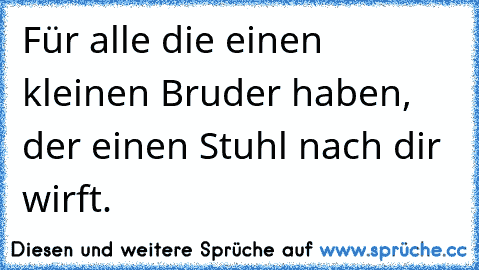 Für alle die einen kleinen Bruder haben, der einen Stuhl nach dir wirft.