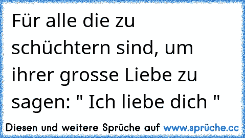 Für alle die zu schüchtern sind, um ihrer grosse Liebe zu sagen: " Ich liebe dich "