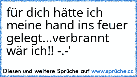 für dich hätte ich meine hand ins feuer gelegt...verbrannt wär ich!! -.-'