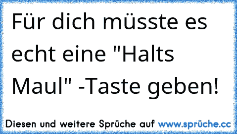 Für dich müsste es echt eine "Halts Maul" -Taste geben!