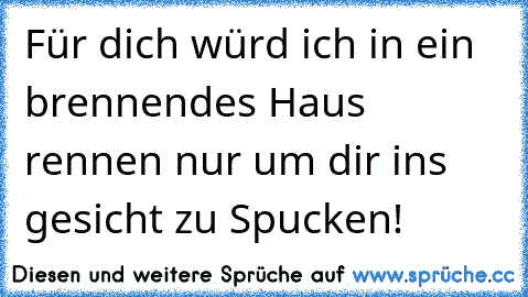 Für dich würd ich in ein brennendes Haus rennen nur um dir ins gesicht zu Spucken!