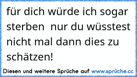 für dich würde ich sogar sterben ♥ nur du wüsstest nicht mal dann dies zu schätzen!