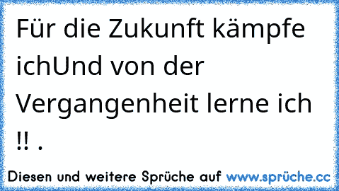 Für die Zukunft kämpfe ich
Und von der Vergangenheit lerne ich !! .