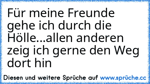 Für meine Freunde gehe ich durch die Hölle...allen anderen zeig ich gerne den Weg dort hin