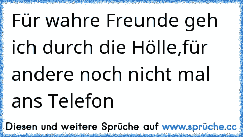 Für wahre Freunde geh ich durch die Hölle,
für andere noch nicht mal ans Telefon ♥