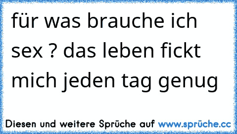 für was brauche ich sex ? das leben fickt mich jeden tag genug