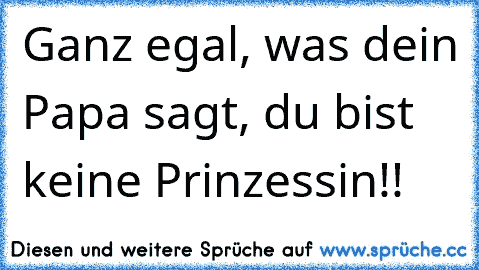 Ganz egal, was dein Papa sagt, du bist keine Prinzessin!!