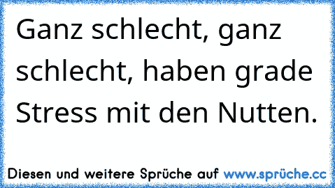 Ganz schlecht, ganz schlecht, haben grade Stress mit den Nutten.