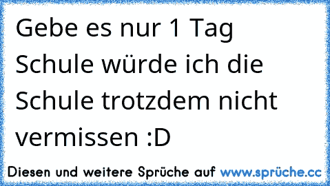 Gebe es nur 1 Tag Schule würde ich die Schule trotzdem nicht vermissen :D