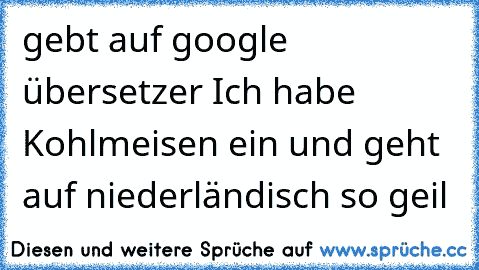 gebt auf google übersetzer Ich habe Kohlmeisen ein und geht auf niederländisch so geil