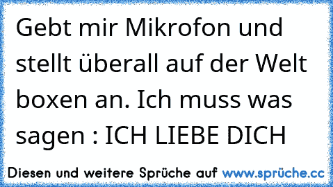 Gebt mir Mikrofon und stellt überall auf der Welt boxen an. Ich muss was sagen : ICH LIEBE DICH ♥ ♥ ♥