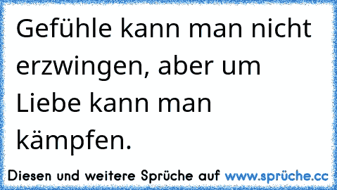 Gefühle kann man nicht erzwingen, aber um Liebe kann man kämpfen.