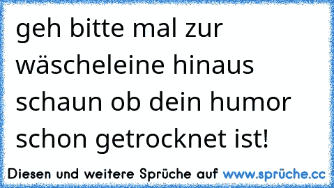 geh bitte mal zur wäscheleine hinaus schaun ob dein humor schon getrocknet ist!