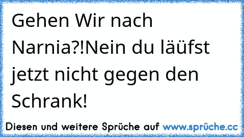 Gehen Wir nach Narnia?!
Nein du läüfst jetzt nicht gegen den Schrank!