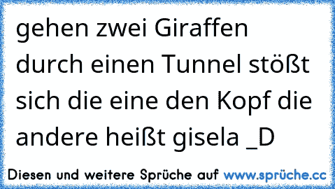 gehen zwei Giraffen durch einen Tunnel stößt sich die eine den Kopf die andere heißt gisela _D