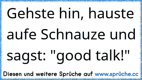 Gehste hin, hauste aufe Schnauze und sagst: "good talk!"