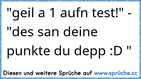 "geil a 1 aufn test!" - "des san deine punkte du depp :D "