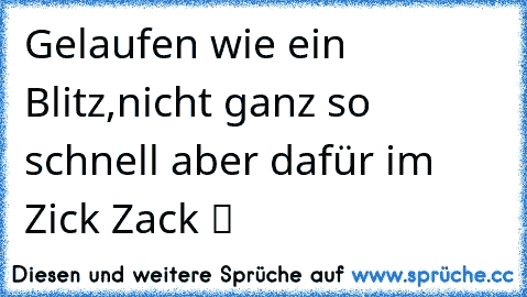 Gelaufen wie ein Blitz,nicht ganz so schnell aber dafür im Zick Zack ツ