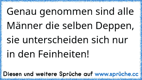 Genau genommen sind alle Männer die selben Deppen, sie unterscheiden sich nur in den Feinheiten!