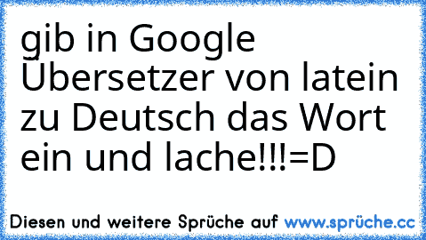 gib in Google Übersetzer von latein zu Deutsch das Wort ein und lache!!!
=D