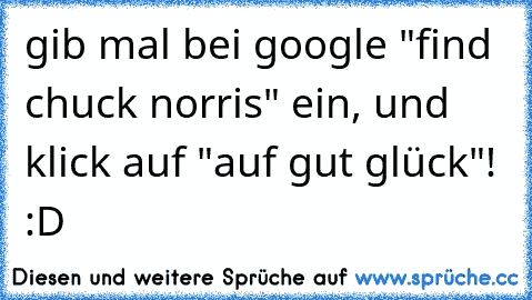 gib mal bei google "find chuck norris" ein, und klick auf "auf gut glück"! :D