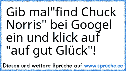 Gib mal"find Chuck Norris" bei Googel ein und klick auf "auf gut Glück"!